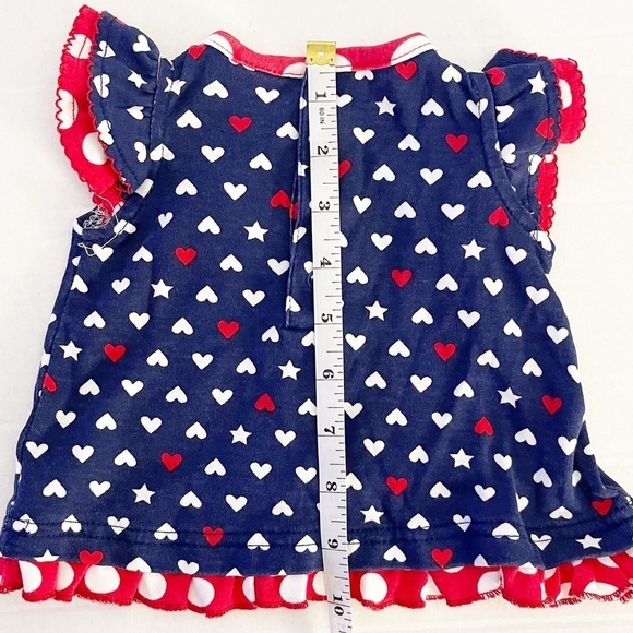 CUDDLE BEAR Star and Hearts Red White Blue Baby Girl Top - 3 Months - Picture 6 of 7